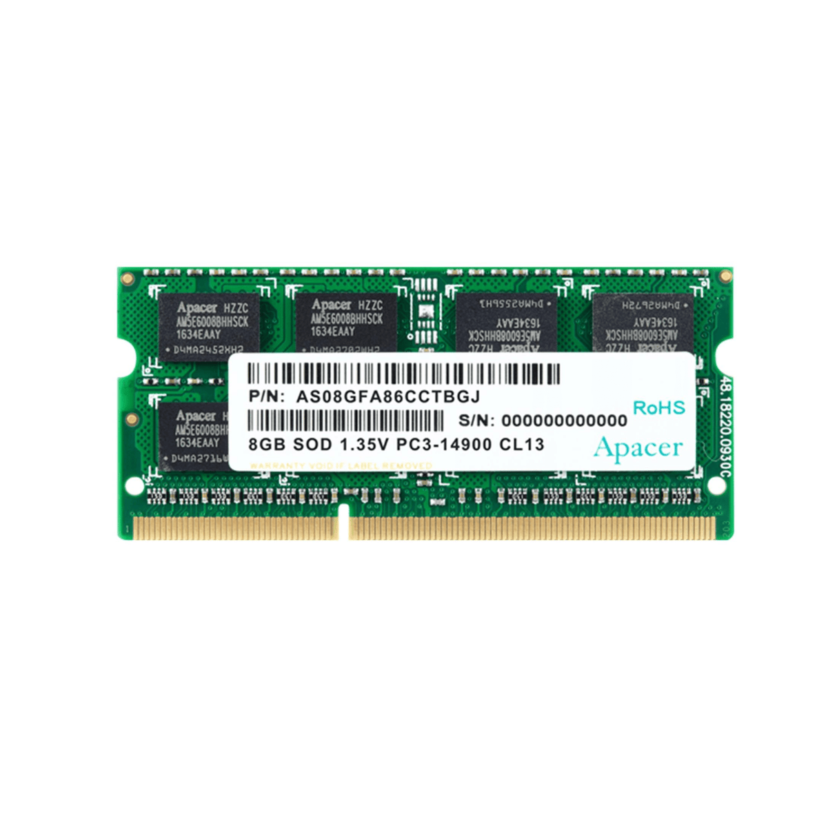 Apacer DV.04G2K.KAM Memory Module 4GB DDR3 SODIMM 1600MHZ