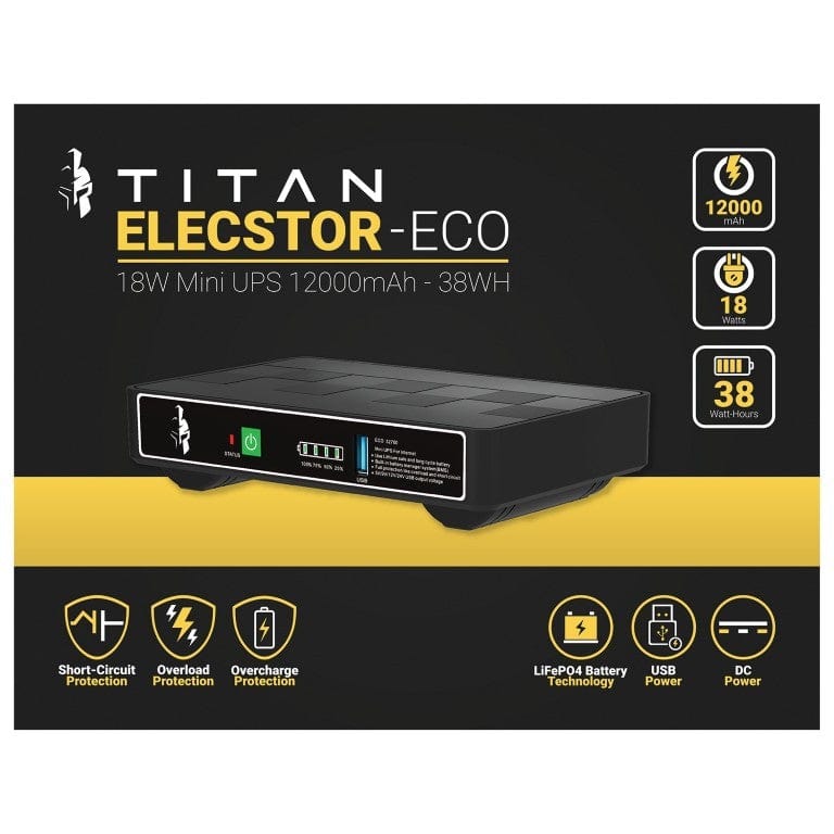 TITAN Elecstor ECO32700 18W 12000mAh 38WH Mini DC UPS