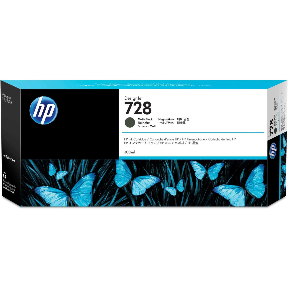 HP 728 300-ml DesignJet Matte Black Printer Ink Cartridge Original F9J68A Single-pack