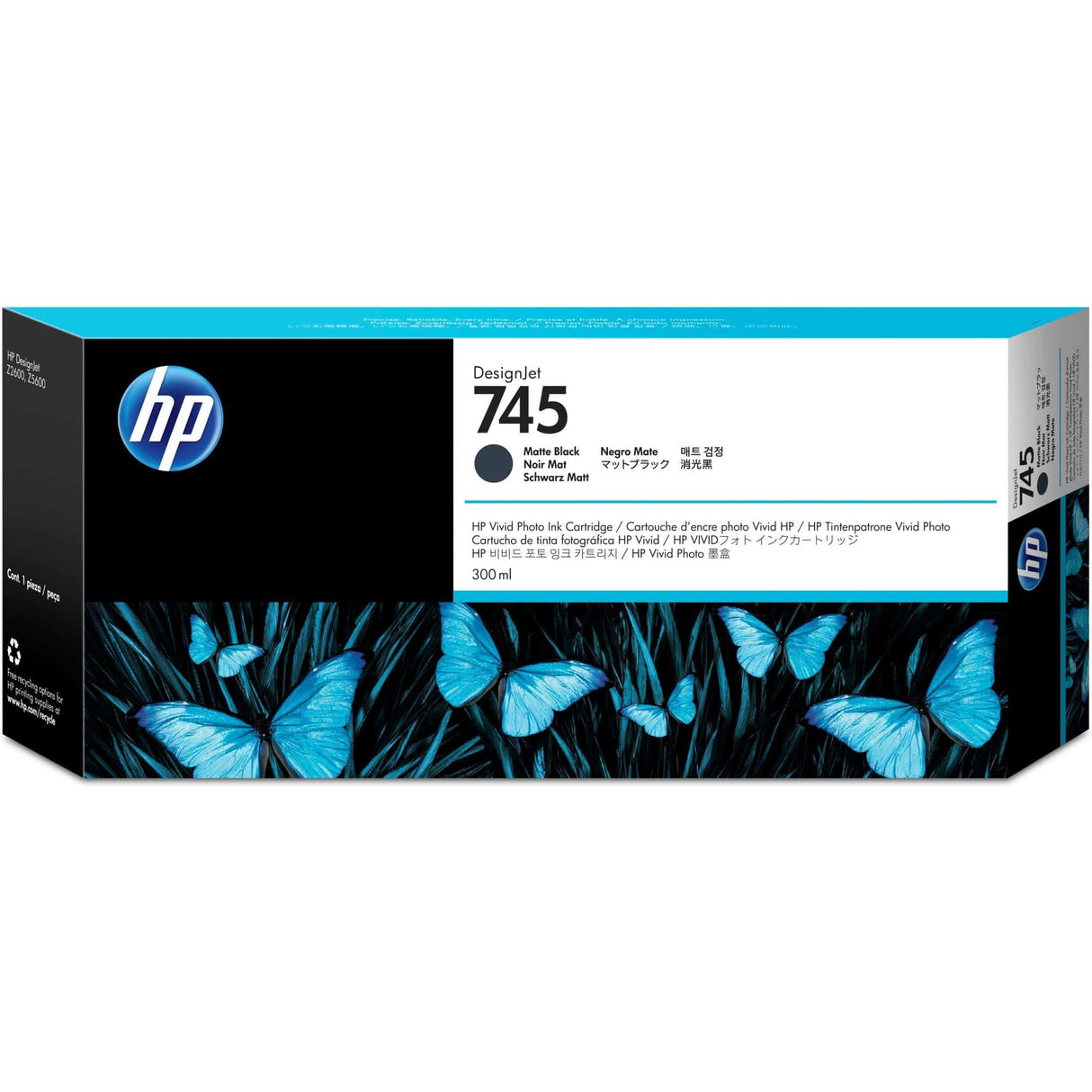 HP DesignJet 745 300-ml Matte Black Ink Cartridge Original F9K05A Single-pack