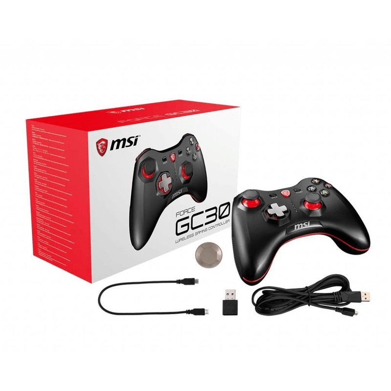 MSI FORCE GC30 Wireless Pro Gaming Controller PC and Android 'PC and Android ready, Upto 8 hours battery usage, adjustable D-Pad cover, Dual vibration motors, Ergonomic design'