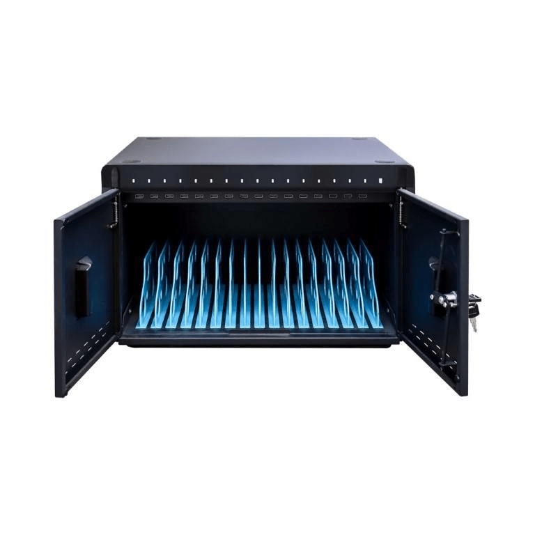 Lucktech FUSB16.E.A2 16-way Double Door USB Charging Cart Black CHARGE-CABINET-16-LQ