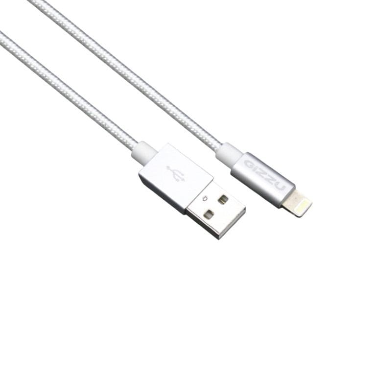 Gizzu Lightning Charge Braided Cable 2m White GCALB2MS