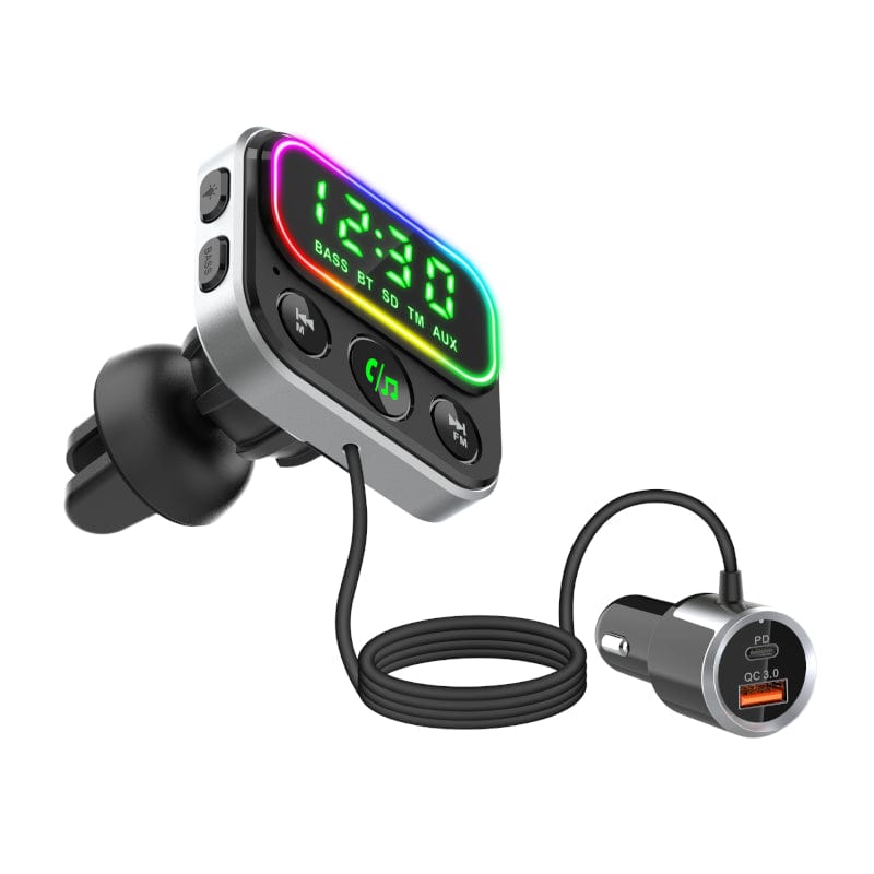 Gizzu Bluetooth 5 USB RGB LED PD 18W QC3.0 18W USB MicroSD FM Transmitter Handsfree Kit - GFMV18PD