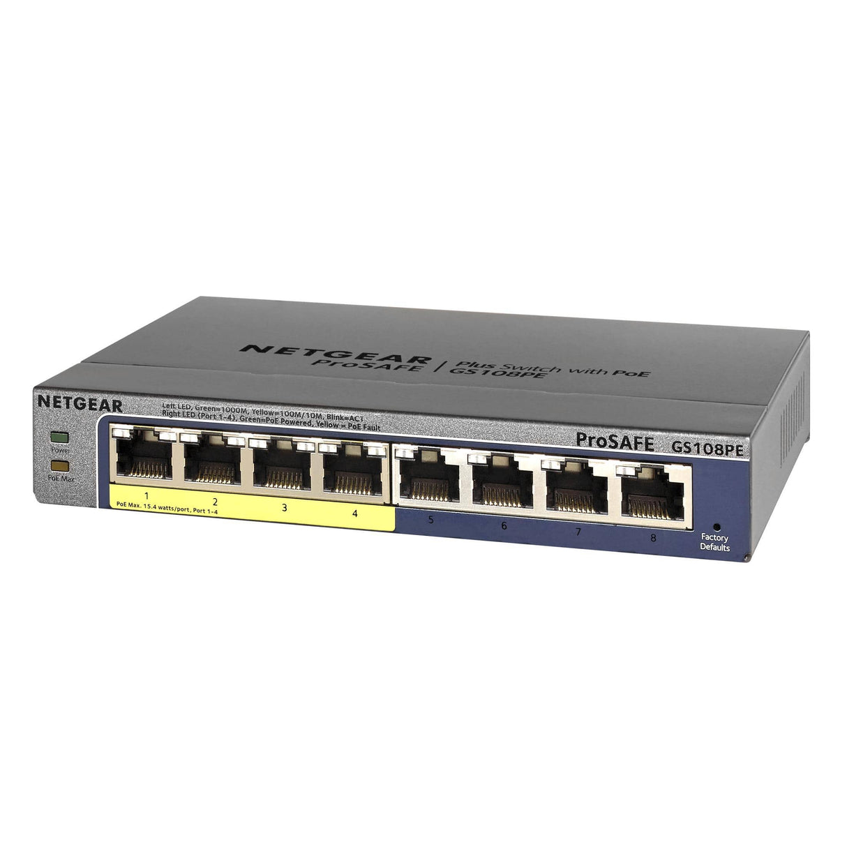 Netgear GS108PE Managed Switch Gigabit Ethernet PoE Black GS108PE-300EUS