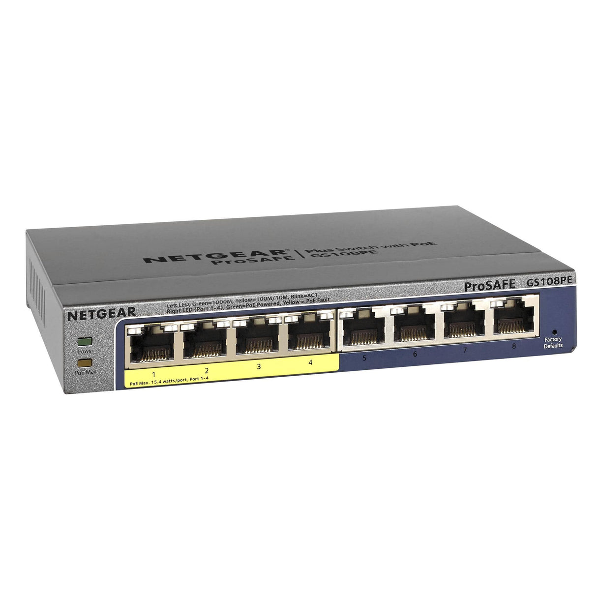 Netgear GS108PE Managed Switch Gigabit Ethernet PoE Black GS108PE-300EUS