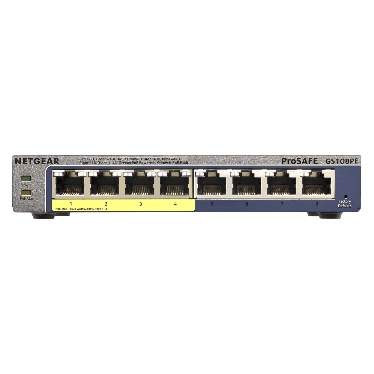 Netgear GS108PE Managed Switch Gigabit Ethernet PoE Black GS108PE-300EUS