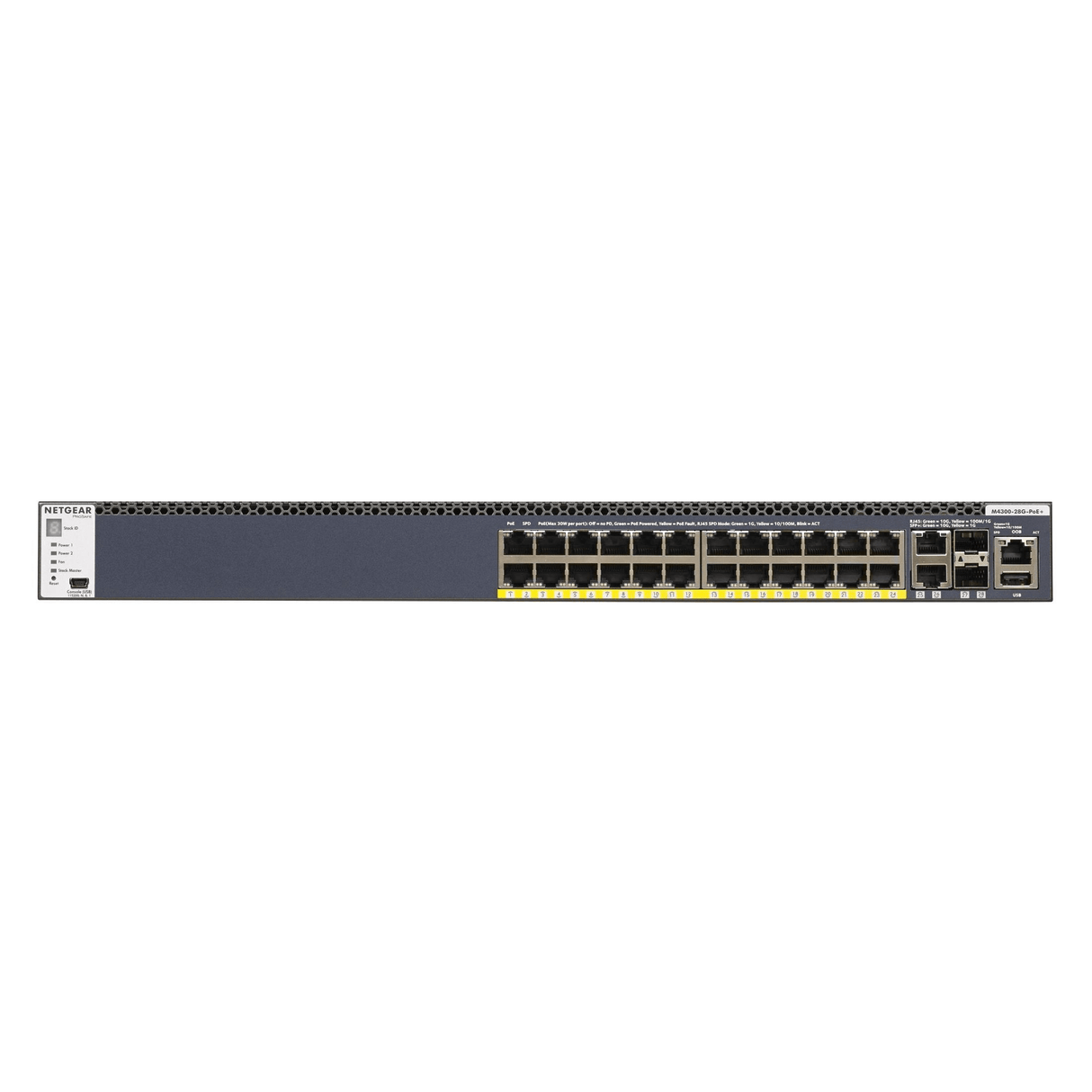 Netgear M4300-28G-PoE+ Managed L2/L3/L4 10G Ethernet (100/1000/10000) Power over Ethernet (PoE) 1U Black