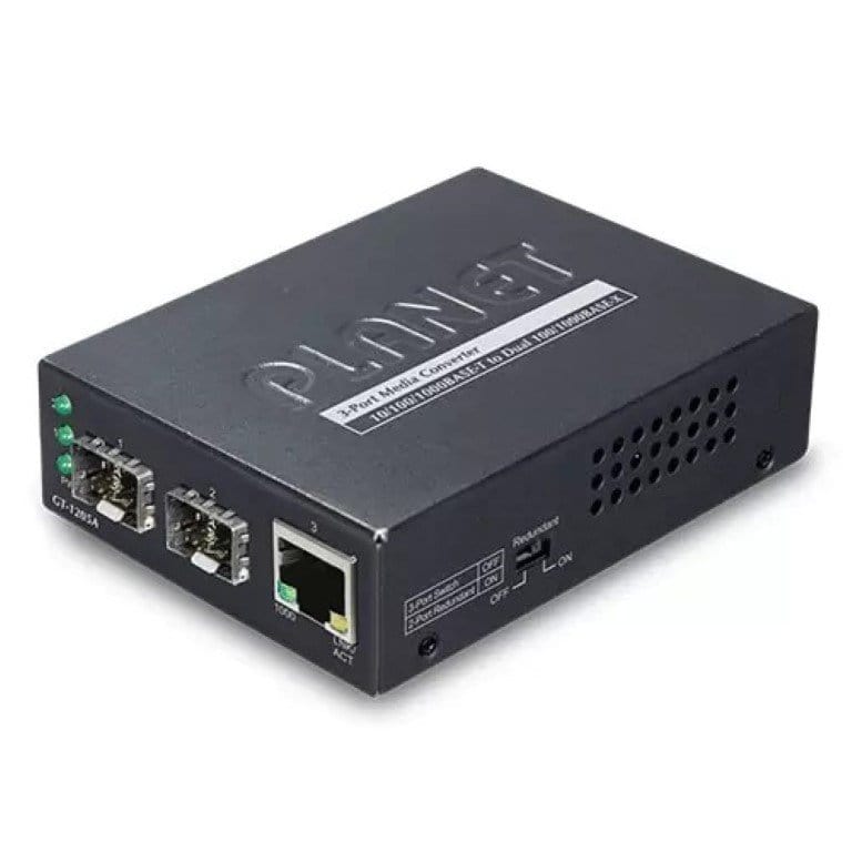 Planet GT-1205A 10/100/1000T to Dual 10/100/1000X SFP Media Converter