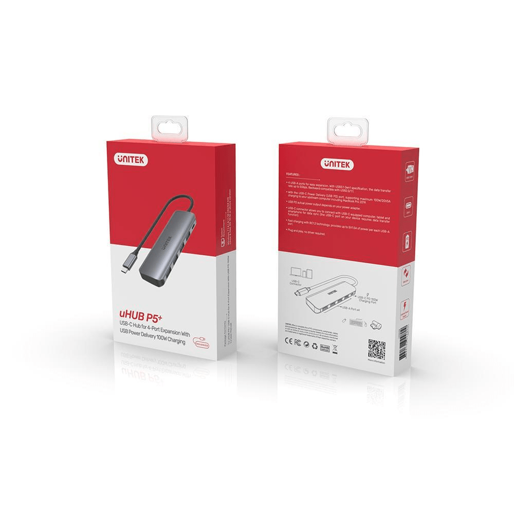 Unitek uHUB P5+ 5-in-1 USB-C Hub with 100W Power Delivery H1107B