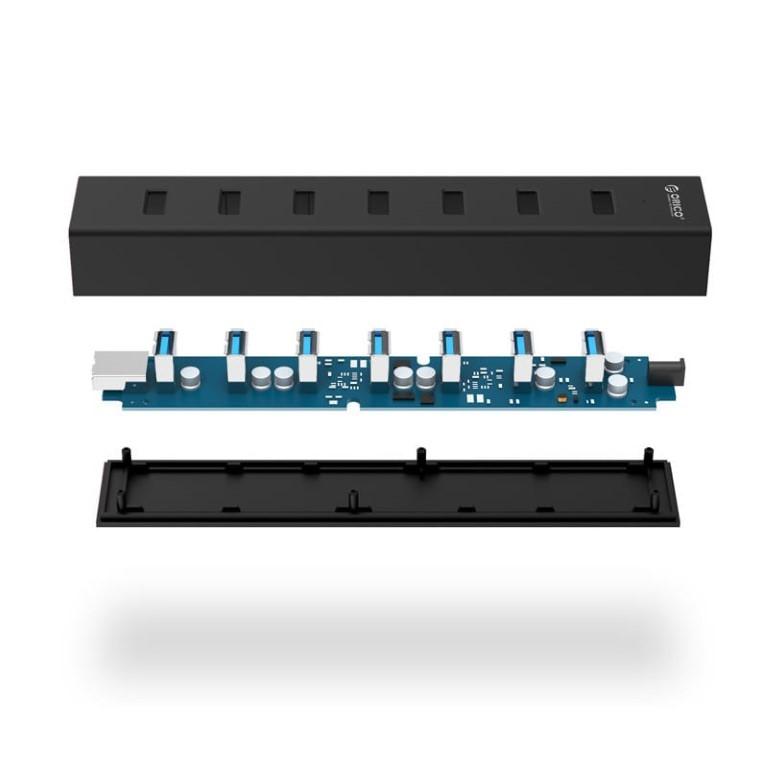 Orico 7 Port USB 3.0 Aluminium Hub Black H7013-U3-AD-EU-BK-BP
