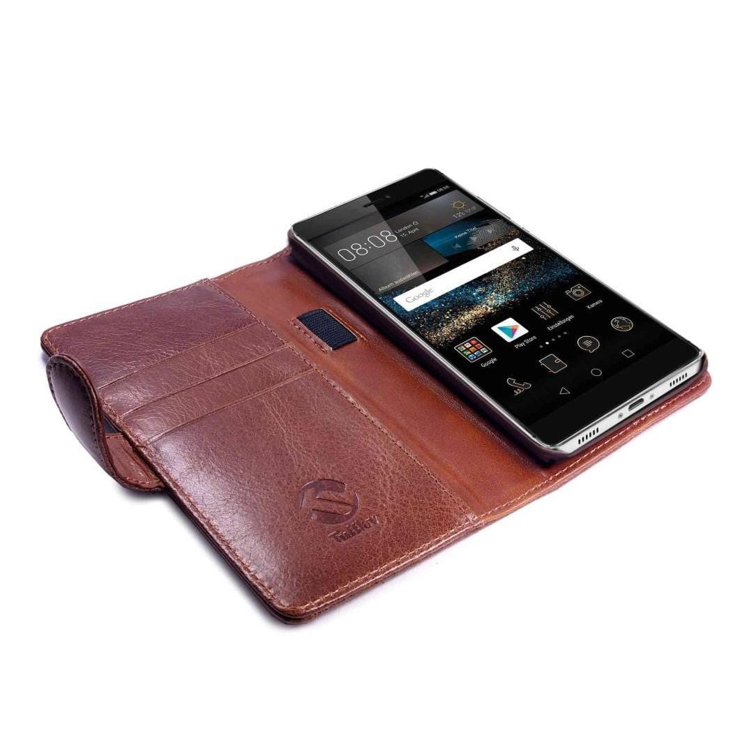 Tuff-Luv Leather Wallet Case Cover for Huawei Ascend P8 Brown H8_55