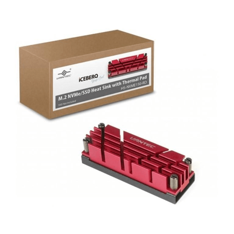 Vantec ICEBERQ M.2 2280 NVMe Heat Sink With Thermal Pad Red HS-NVME150-RD