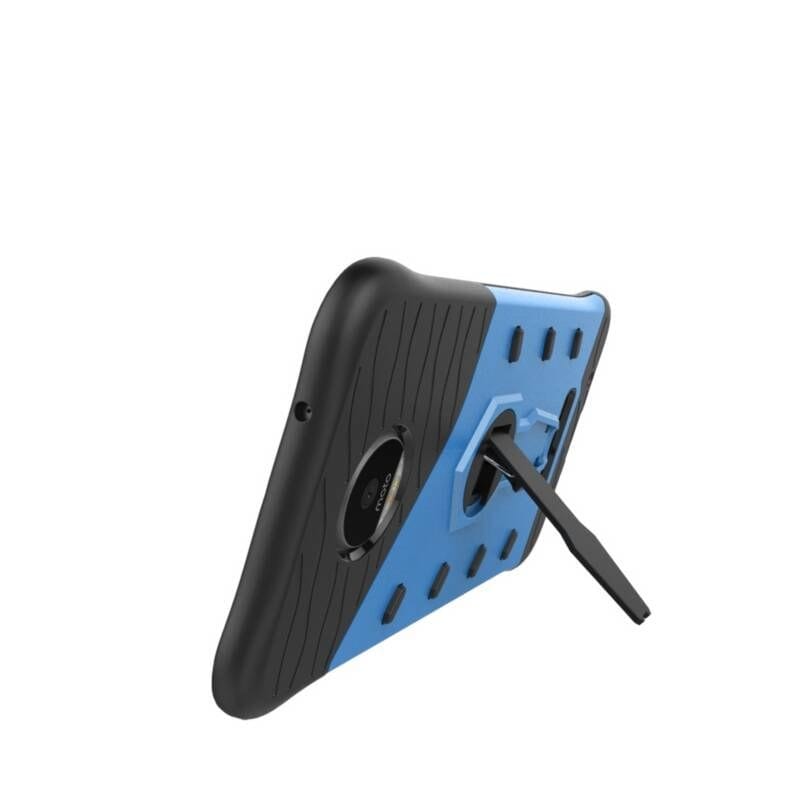 Tuff-Luv Dual Armour Layered Case and Stand for Motorola Moto Z/Droid Blue I11_32