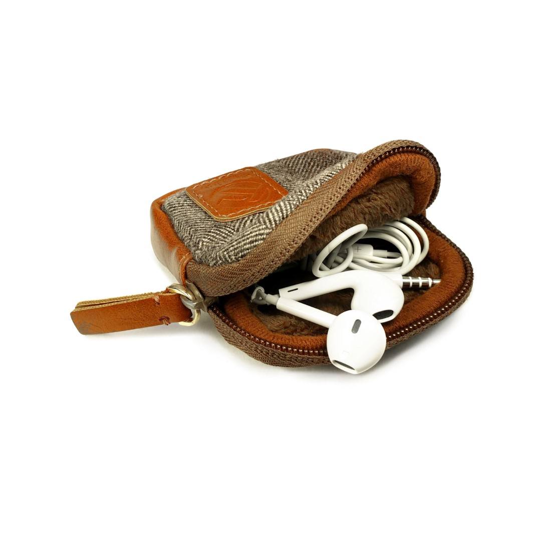 Tuff-Luv Herringbone Tweed Travel Case Pouch for Earphones/headphones I12_36