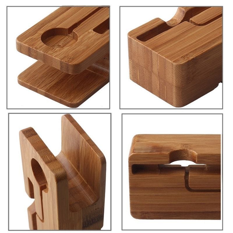 Tuff-Luv Bamboo Wood Charging Stand for Apple Watch 1/2 & iPhone 5S 5C 6 6S I13_82