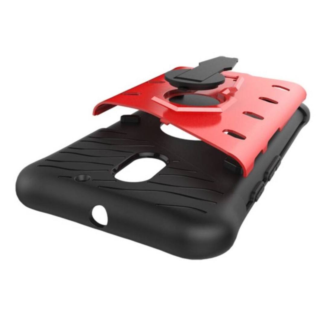 Tuff-Luv Dual Armour Layered Case and Stand for Motorola Moto E 3rd Gen Red J11_35