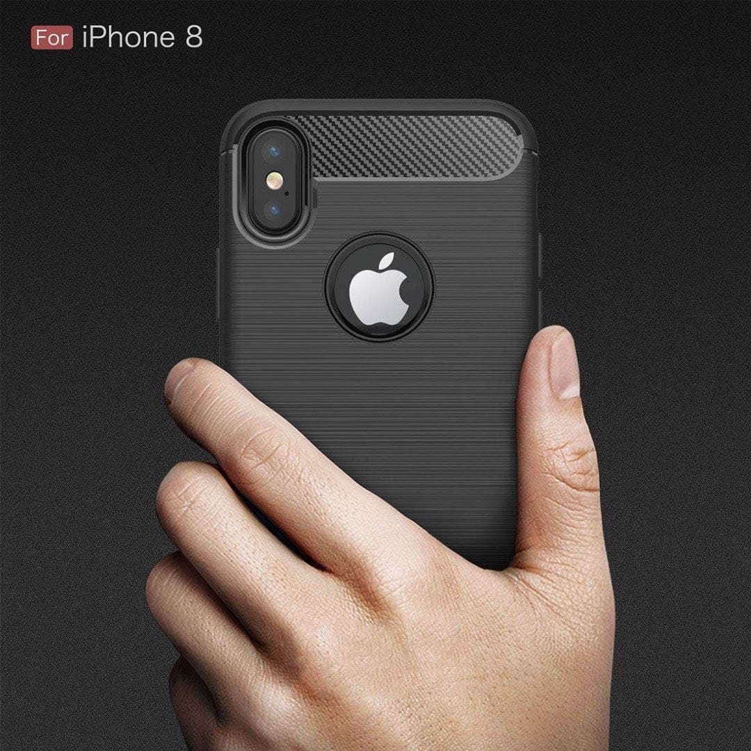 Tuff-Luv Brushed Carbon Fiber Style TPU Cover Case for iPhone X/XS Navy Blue J13_24
