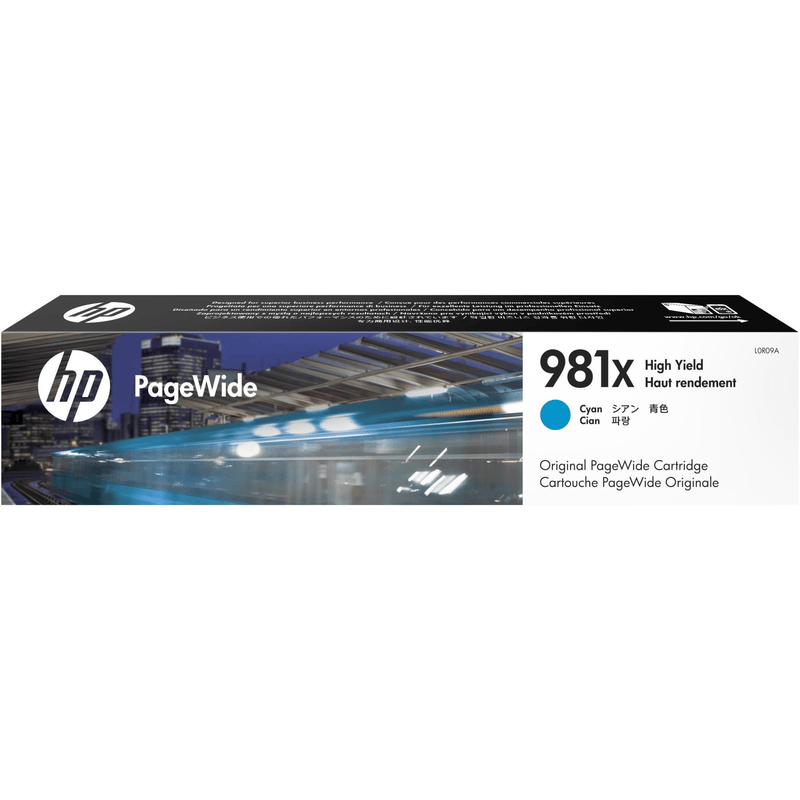 HP 981X PageWide Cyan High Yield Printer Ink Cartridge Original L0R09A Single-pack