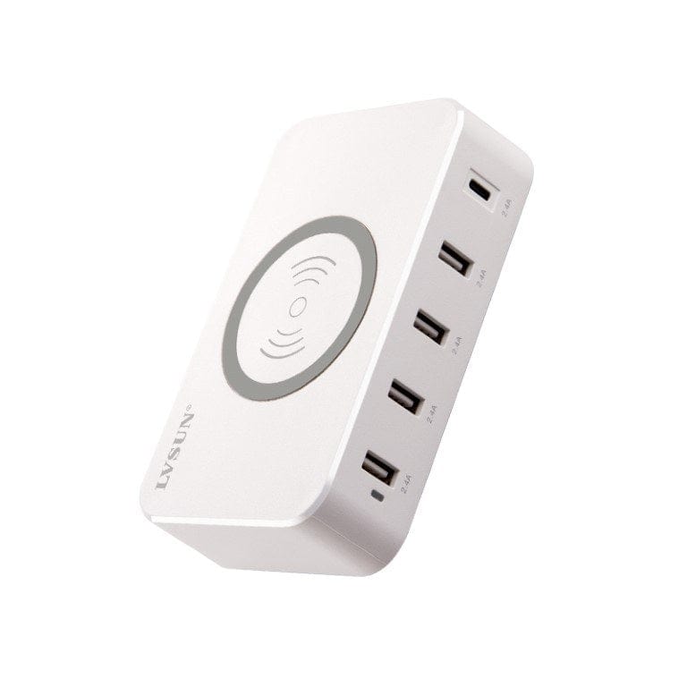 LVSUN LS-5UWT 60W 5-port USB and Qi Wireless Charger / Power Adapter USB-5P-CHARGE-QI-LV