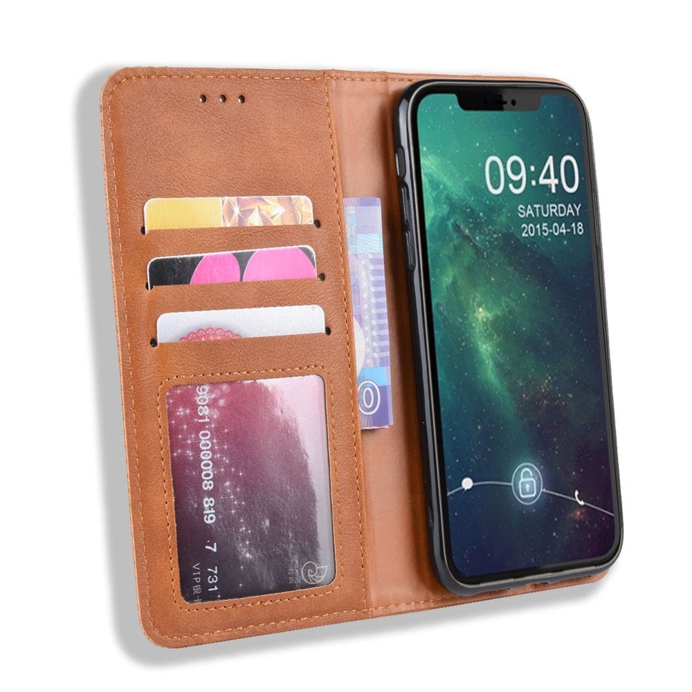 Tuff-Luv Horizontal Flip Leather Case with Wallet for iPhone 11 Pro Brown M1348