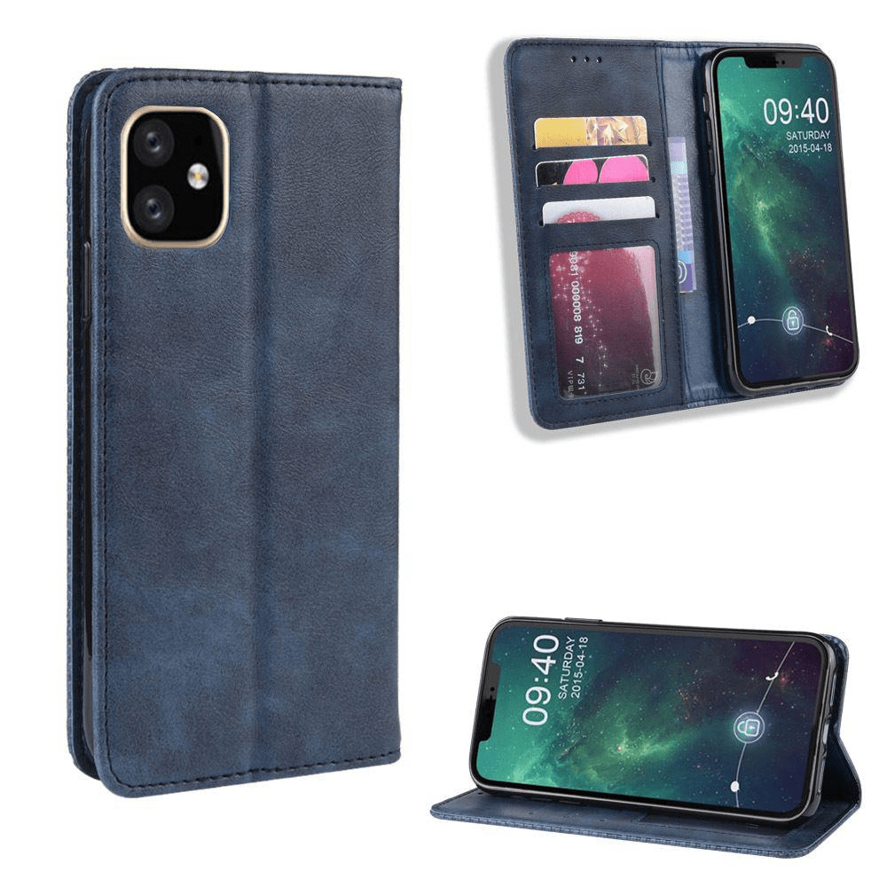 Tuff-Luv Horizontal Flip Leather Case Wallet for iPhone 11 Pro Max Blue M1350
