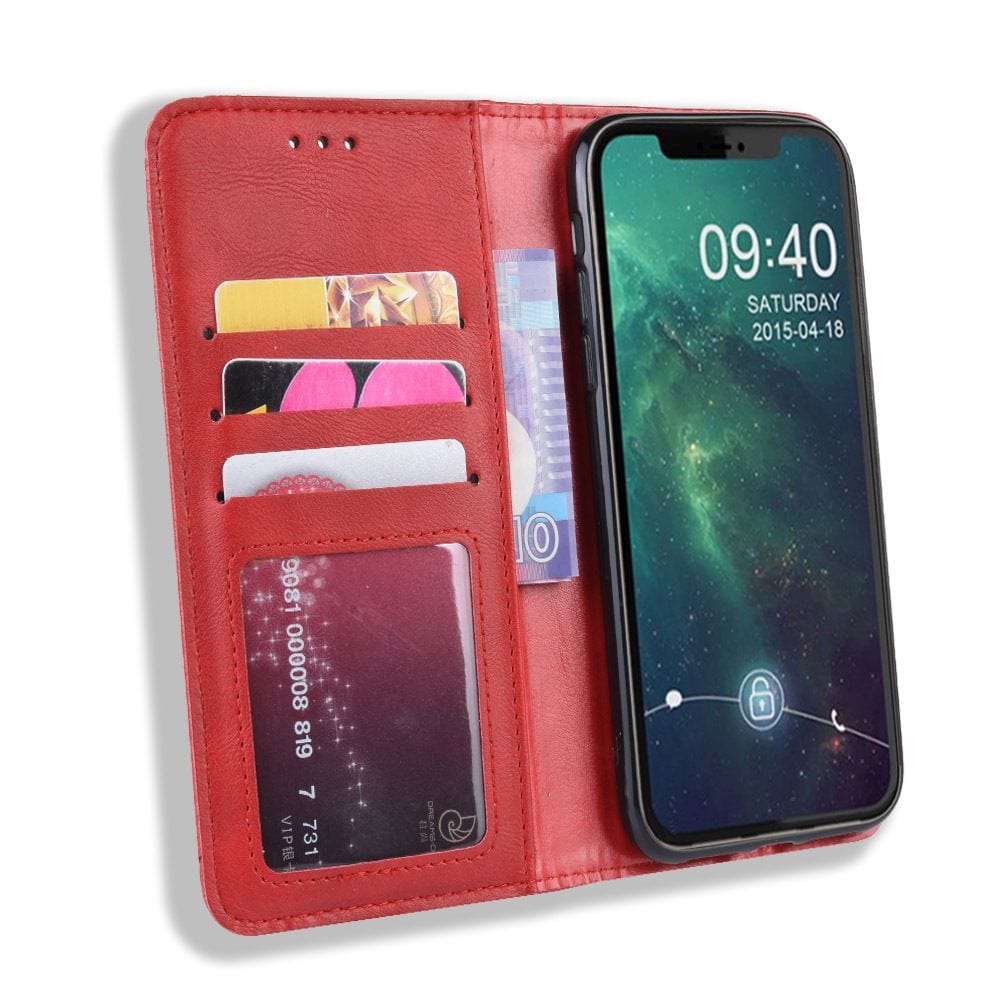 Tuff-Luv Horizontal Flip Leather Case Wallet for iPhone 11 Pro Max Red M1351