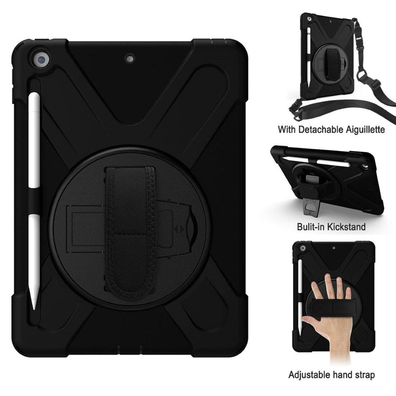 Tuff-Luv 10.2-inch Rugged Armour Jack Case and Stand for Apple iPad with Armstrap and Pen holder - Black M1628