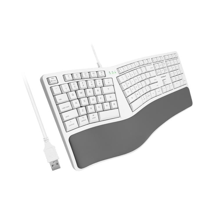 Macally Ergonomic Wired USB-A Keyboard with Palm Rest - MERGOKEY