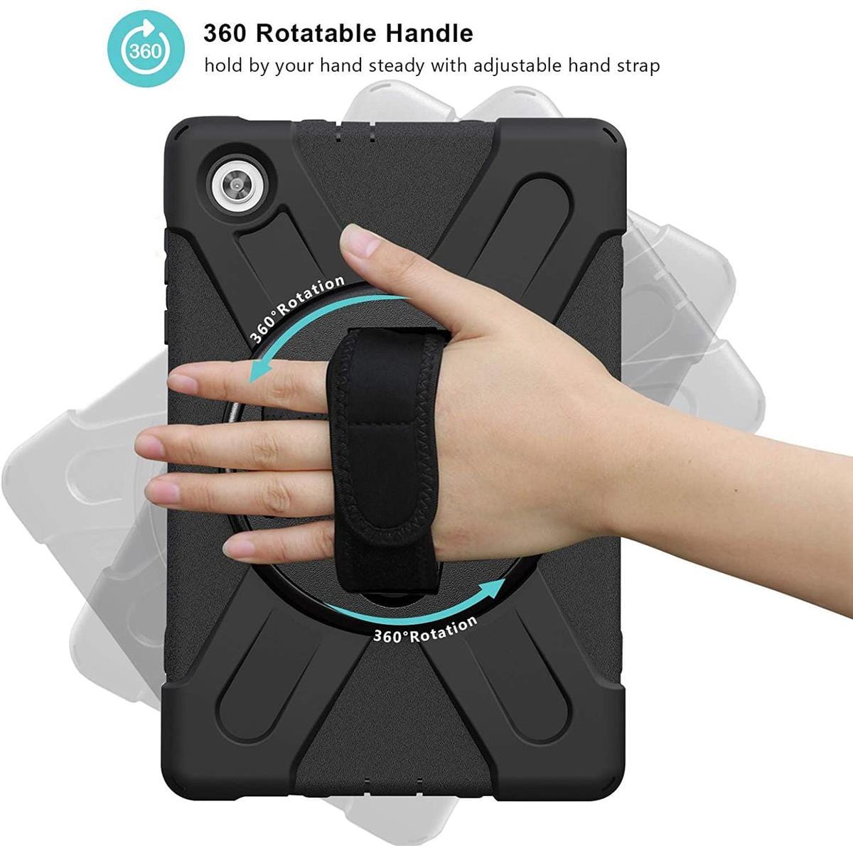 Tuff-Luv Armour Jack Rugged Case with Armstrap and Handstrap for Lenovo M10 HD X306X - Black MF643