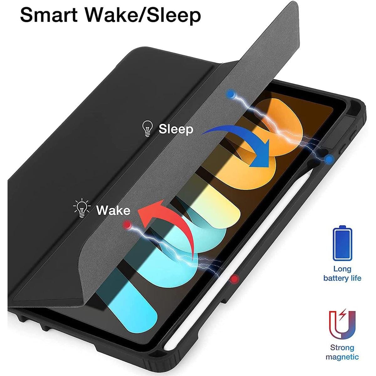 Tuff-Luv Folio Smart Case and Pen Holder for Apple iPad Mini 6 - Black MF666