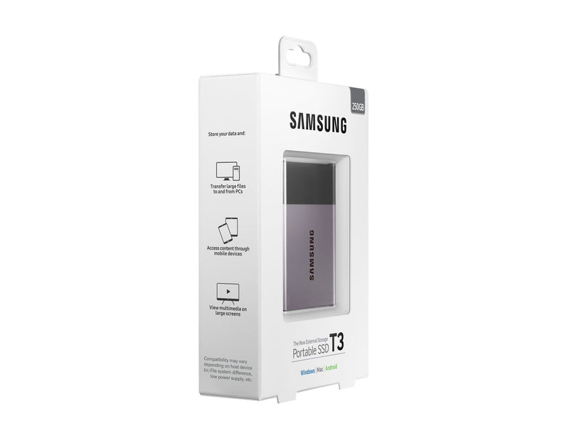Samsung T3 250GB Black and Silver External SSD MU-PT250B/WW
