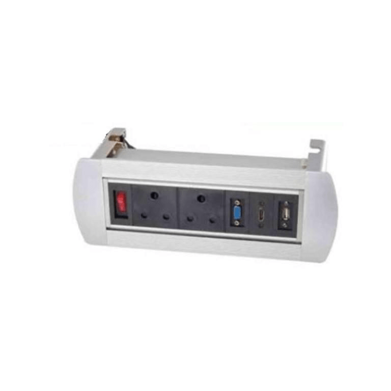 Lucktech Popup Manual Flipping Desktop Socket Box Silver NET-DMS-706/S