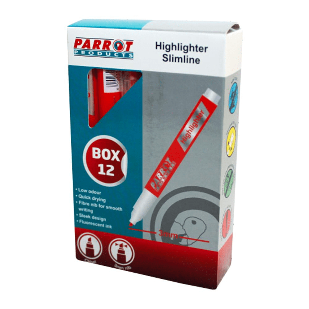 Parrot Slimline Marker Highlighters (Box of 12 - Orange)