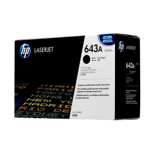 HP 643A Black Toner Cartridge 11,000 Pages Original Q5950A Single-pack