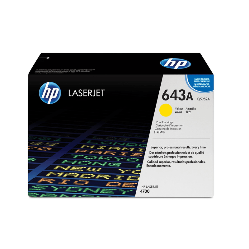 HP 643A Yellow Toner Cartridge 10,000 Pages Original Q5952A Single-pack