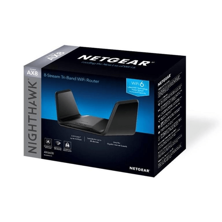 Netgear Nighthawk AX6600 8-Stream Tri-Band WiFi 6 Router RAX70-100EUS