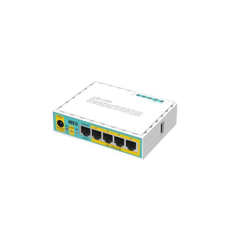 MikroTik hEX PoE Lite Desktop Router with 5 10/100 LAN ports and 1 USB port wired Fast Ethernet White RB750UPR2
