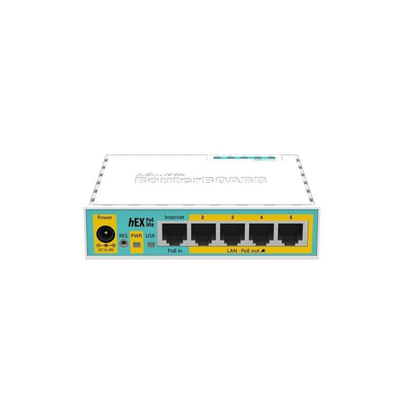 MikroTik hEX PoE Lite Desktop Router with 5 10/100 LAN ports and 1 USB port wired Fast Ethernet White RB750UPR2