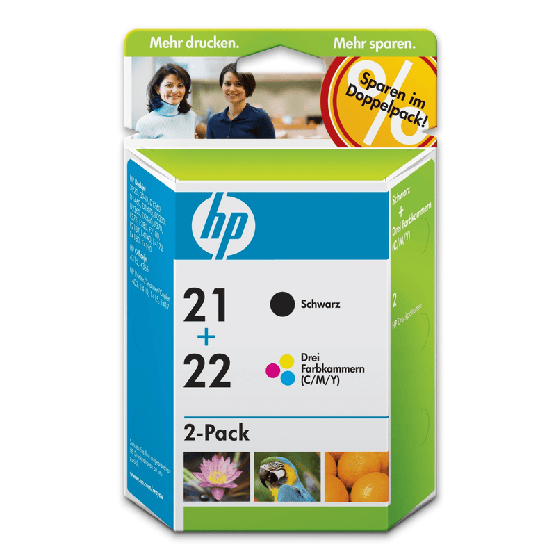 HP 21 and HP 22 Black, Cyan, Magenta, Yellow High Yield Printer Ink Cartridges Original SD367AE Multi-pack