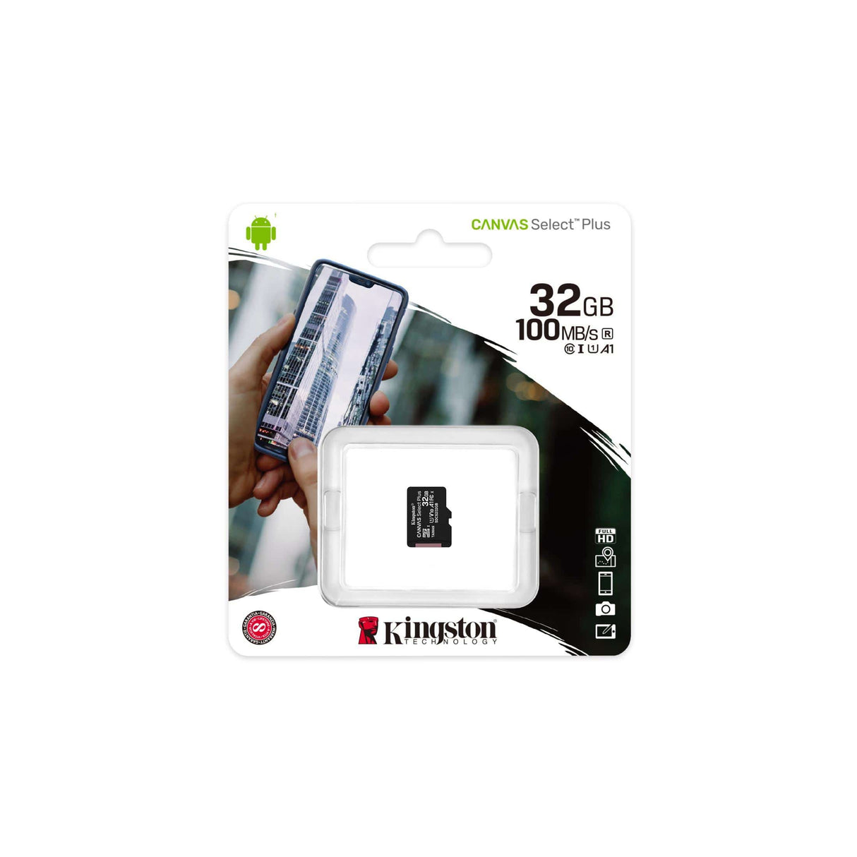 Kingston Technology Canvas Select Plus 32GB micSDHC 100R A1 C10 Single Pack without Adapter SDCS2/32GBSP