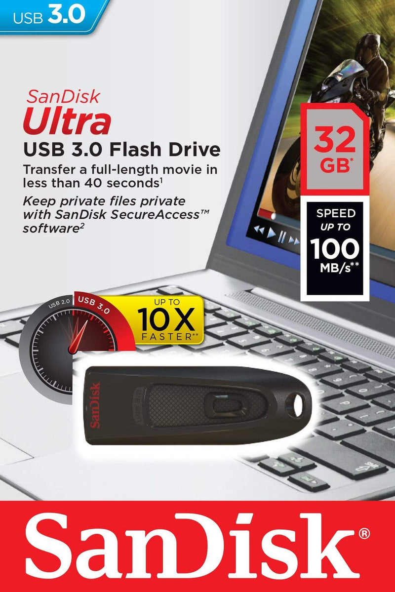 SanDisk Ultra 32GB USB 3.2 Gen 1 Type-A Black USB Flash Drive SDCZ48-032G-U46