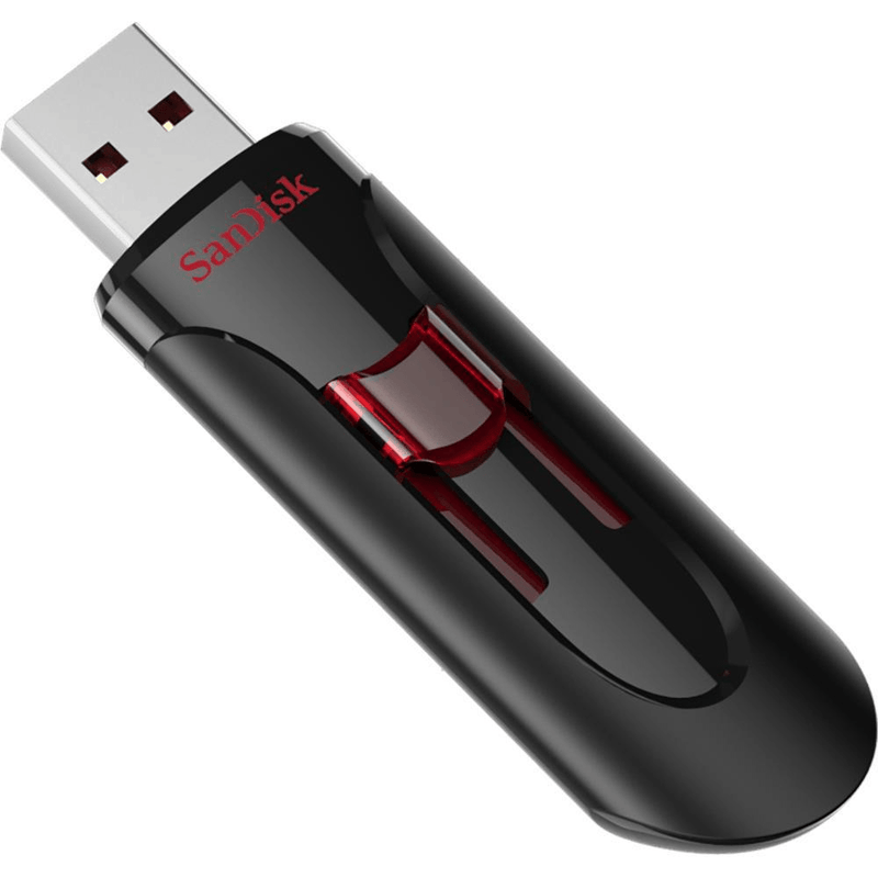 SanDisk UFM 16GB USB CRUZER GLIDE 3.0 Type-A 3.2 Gen 1 Black and Red USB Flash Drive SDCZ600-016G-G35