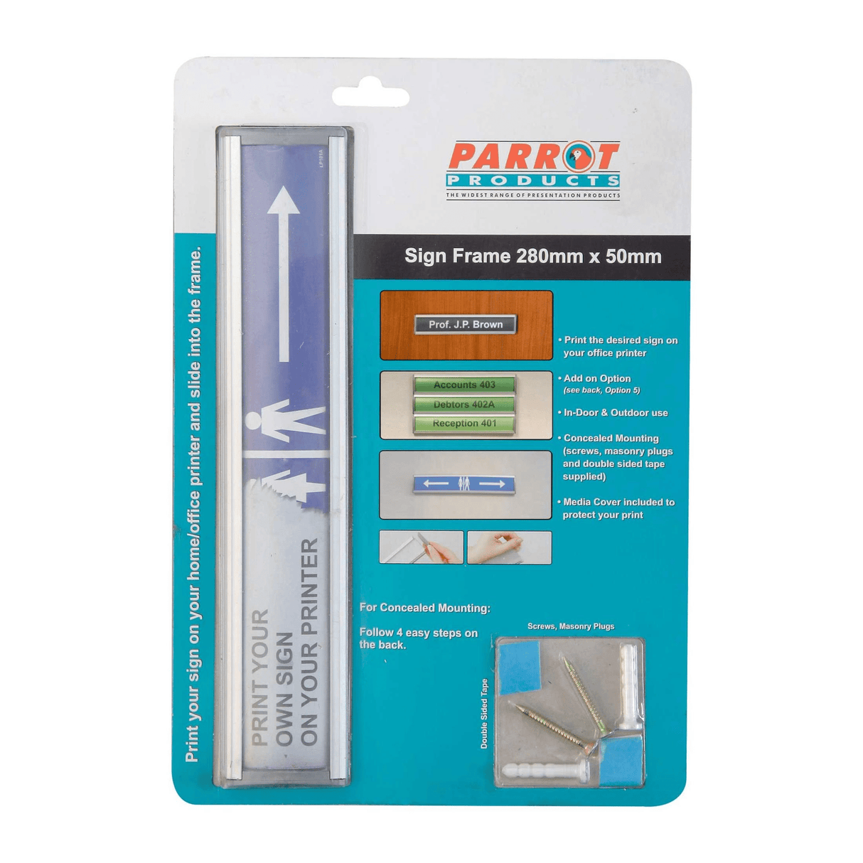 Parrot Sign Frame 50x280mm SN1000