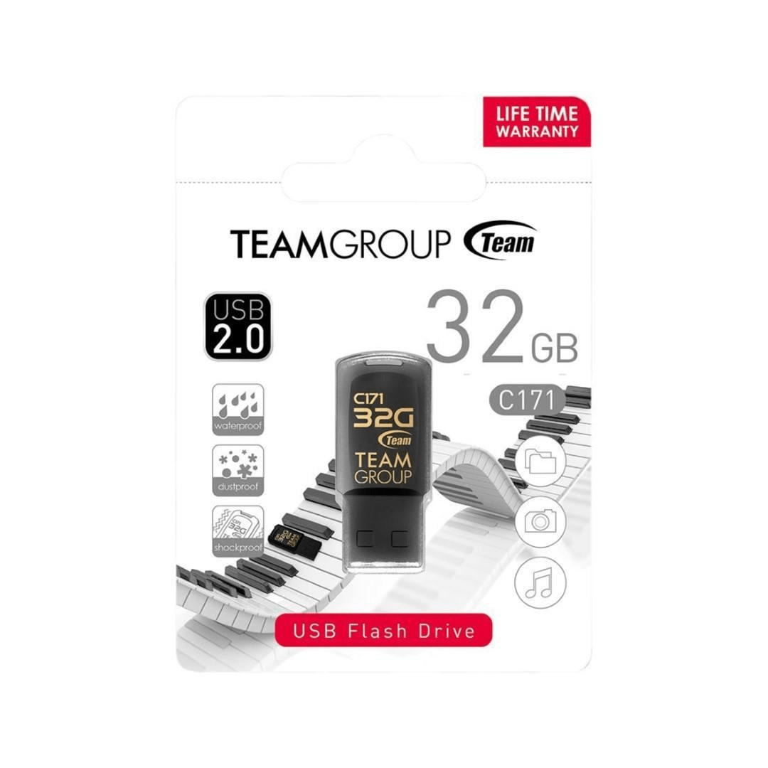Team Group C171 32GB USB 2.0 Type-A Black and Gold Flash Drive TC17132GB01