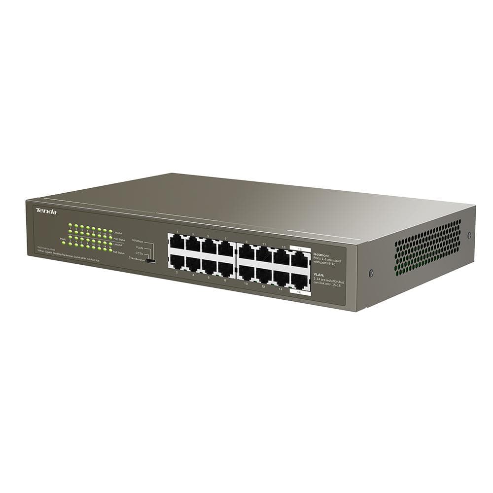 Tenda TEG1116P-16-150W 16-port Gigabit Desktop/Rackmount Switch with PoE