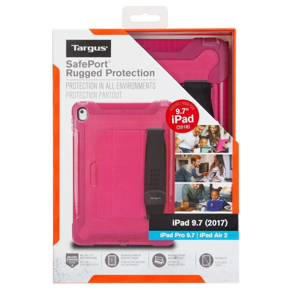 Targus SafePort Rugged Case for iPad 2018/2017, 9.7-inch iPad Pro and iPad Air 2 - Pink THD20013GL