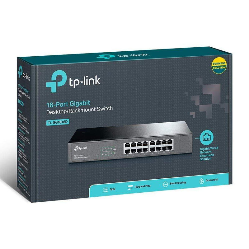 TP-Link TL-SG1016D Managed Network Switch L2 Gigabit Ethernet 10/100/1000 Mbits Black