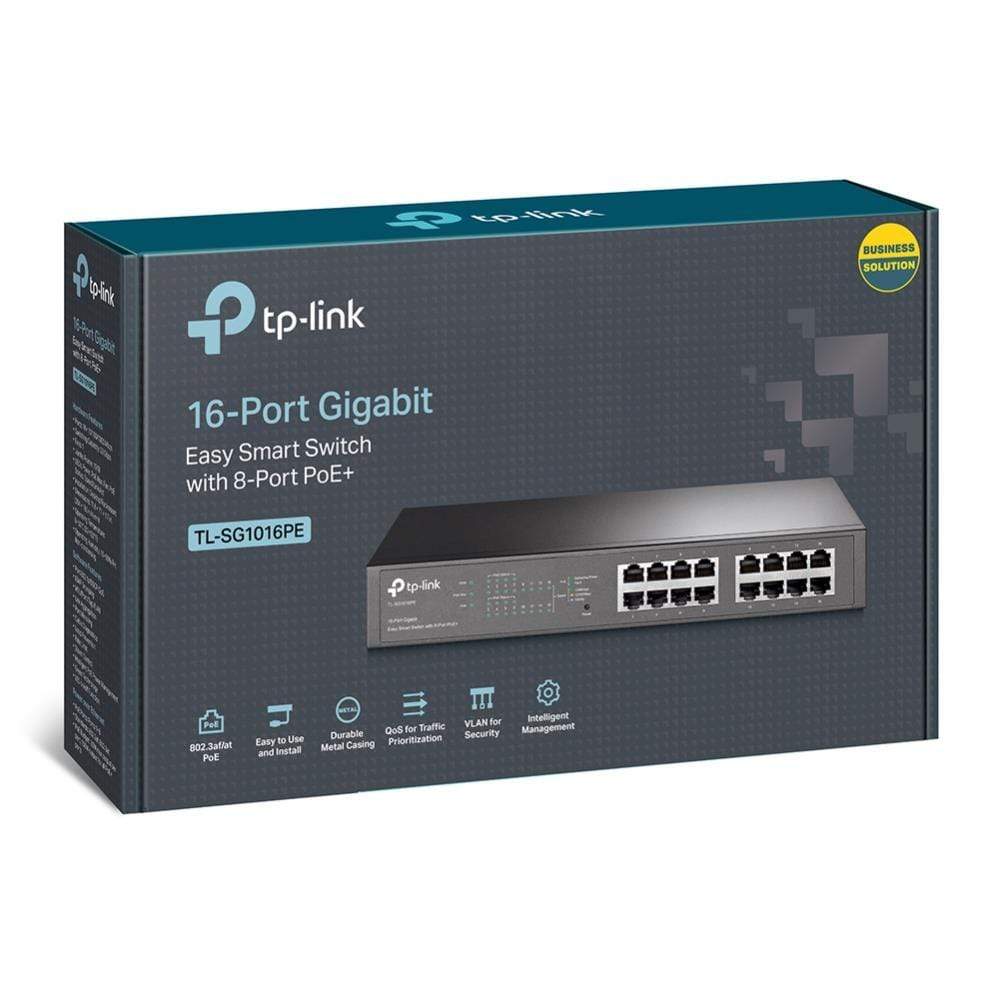 TP-Link TL-SG1016PE Managed Network Switch Gigabit Ethernet 10/100/1000 Mbits PoE Black
