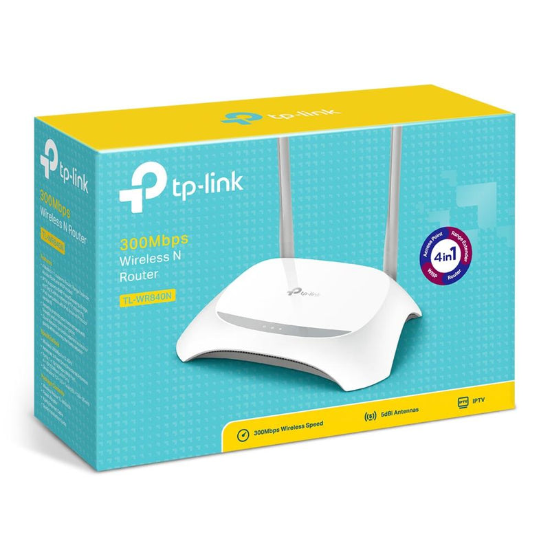 TP-Link TL-WR840N Wi-Fi 4 Wireless Router - Single-band 2.4GHz Fast Ethernet Gray and White